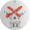NeXtime klok 8807 Windmil, Ø30 cm, wand, wit/zwart/rood