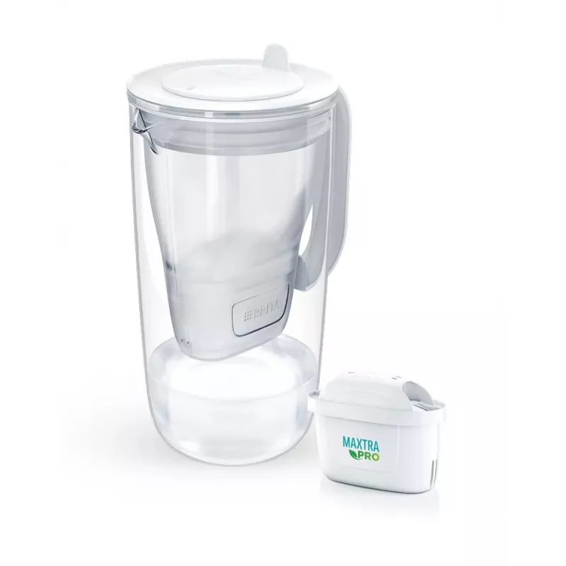 Brita Glass+1 Maxtra Pro Pure Performance glazen filterkan, 2,5 l totaal / 1,5 l gefilterd, vaatwasserbestendig, grijs