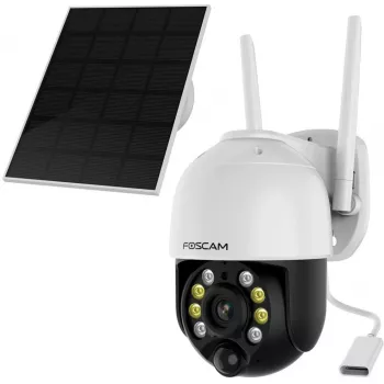 IP-beveiligingscamera Foscam B4 Dome 4 MP (2560×1440), Wi-Fi 2,4 GHz, IP65, solar + accu 5000 mAh, 355° zwenk, 90° kanteling