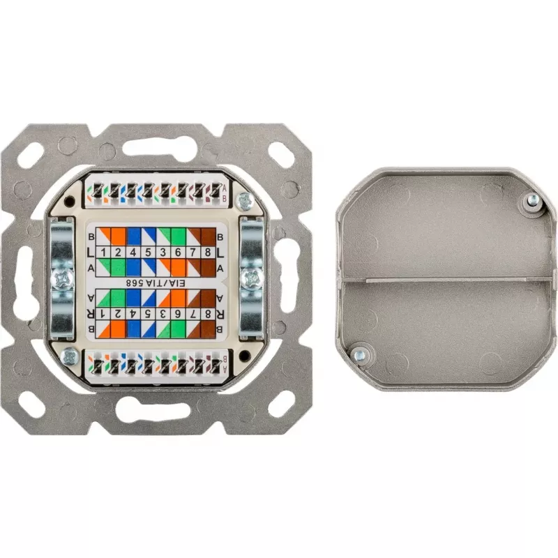 Wentronic Goobay CAT 6 universele doos incl. opbouwmontageframe, wit - 2x RJ45 netwerkdoos afgeschermd (68244)