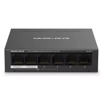 Mercusys 6-poorts 10/100Mbps desktop-switch met 4-poorts PoE+