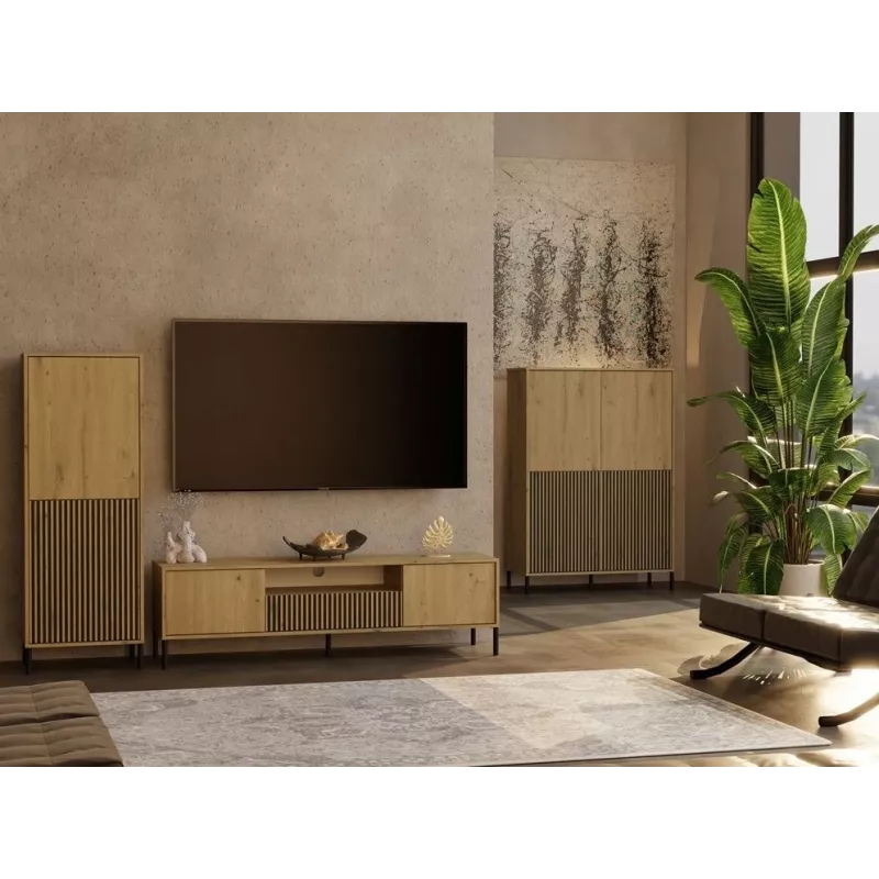 KAMARO 2DK smalle/GŁ eiken ARTISAN DISPLAY CABINET