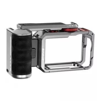 Titanium uitbreidingskooi met greep en extra Puluz aansluitingen voor DJI Osmo Action 6