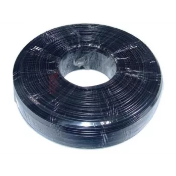 Platte telefoonkabel, litze, 100 meter, zwart
