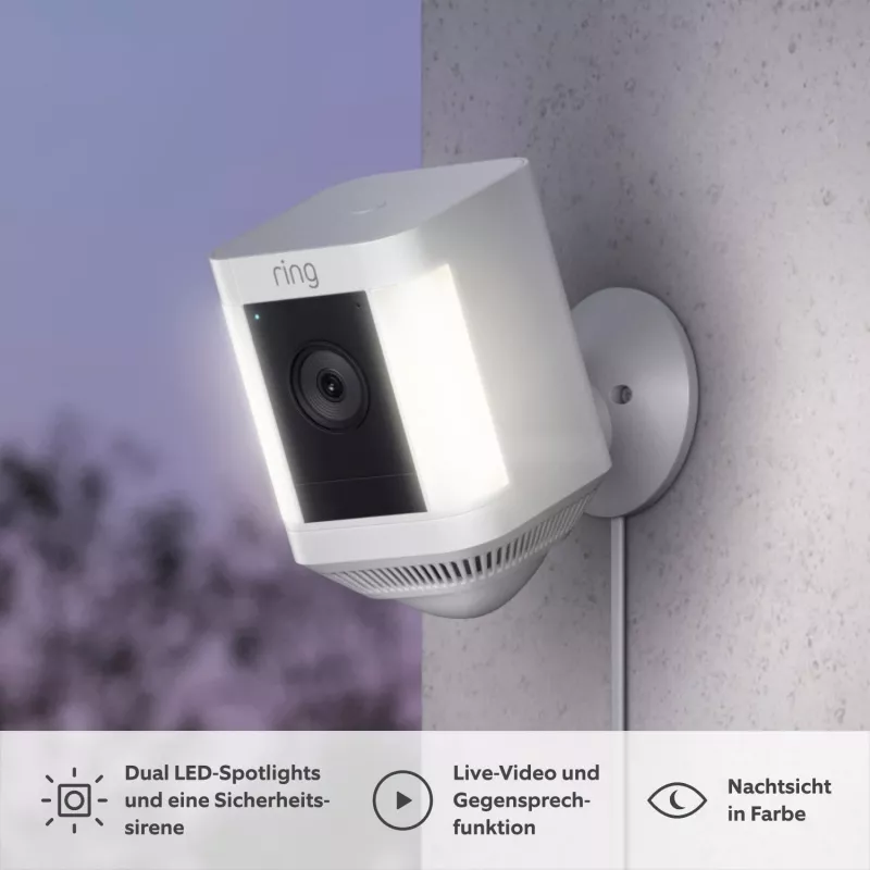 Ring Spotlight Cam Plus Plug-In netwerk-bewakingscamera voor buiten