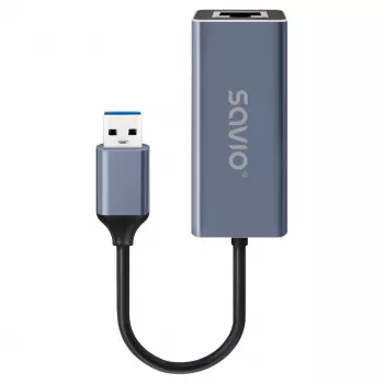 Netwerkinterface-adapter SAVIO AK-83 USB Type-A naar RJ-45 stekker, 5 Gbit/s, zwart