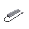 USB-hub Unitek P5+ — 5 poorten (4 × USB 3.2 Gen 2 Type-A), USB 3.2 Gen 1 host, 5 Gbit/s, 10 W PD, aluminium, grijs