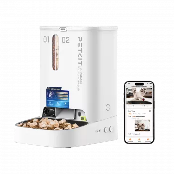 Automatische voerbak PETKIT YumShare Dual-hopper 2 met camera, 5 L capaciteit, ABS en roestvrij staal 304, wit