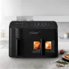 Elektrische heteluchtfriteuse Maestro MR-760 – tafelmodel met dubbele constructie, 3,5 L + 6 L, touchbediening, 2000–2400 W, zwart