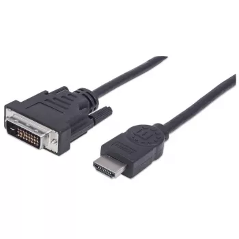 Manhattan HDMI naar DVI-D 24+1 kabel, 1,8 m, stekker naar stekker, zwart, gelijk aan HDMIDVIMM6, Dual Link, compatibel met DVD-D, levenslange garantie, polyzak
