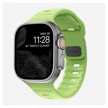 Band Nomad Sport Band lichtgroen rubber — breedte 21,5 mm, pols 160–195 mm