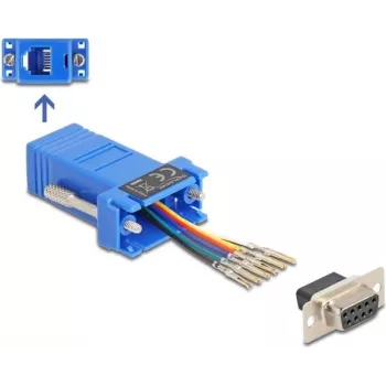 DeLOCK D-Sub 9 bus naar RJ12 bus montageset blauw