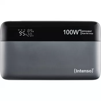 Powerbank INTENSO 7350050 — 20000 mAh, 1× USB-A + 2× USB-C, 100 W totale uitgangsvermogen, zwart/grijs