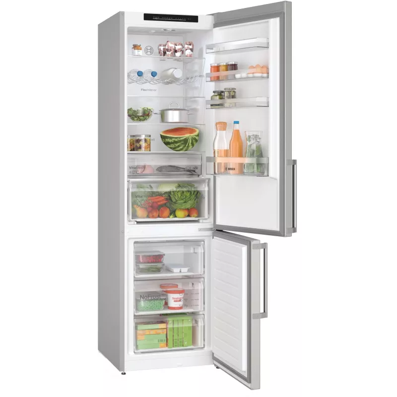 Bosch Serie 4 KGN39VICT koel-vriescombinatie, vrijstaand, 363 l (260 l + 103 l), 203 cm, energieklasse C, roestvrij staal