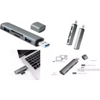 LogiLink UA0394 USB 3.2 Gen 2 hub met aluminium behuizing, met geïntegreerde SD-kaartlezer, met status