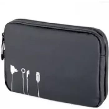 Compacte tech-tas TROIKA BBL64/BK – robuuste zwarte accessoiretas voor kabels en kleine gadgets