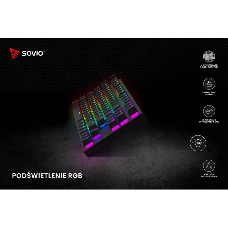 Mechanisch toetsenbord RGB Tempest X2 Outemu Red Savio Savgk-tempest X2 Red