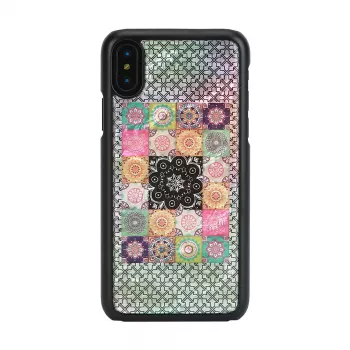 Smartphonehoesje iKins voor iPhone XS / XS S — Flower Garden-design, zwart