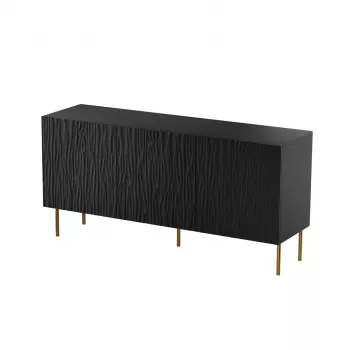 Ladekast cama meble JUNGLE 1520×405×745 mm matzwart met gouden poten, spaanplaat
