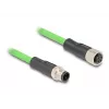 Netwerkkabel DeLOCK M12 kabel D-gecodeerd 4-polig stekker naar bus PUR (TPU) 1 m