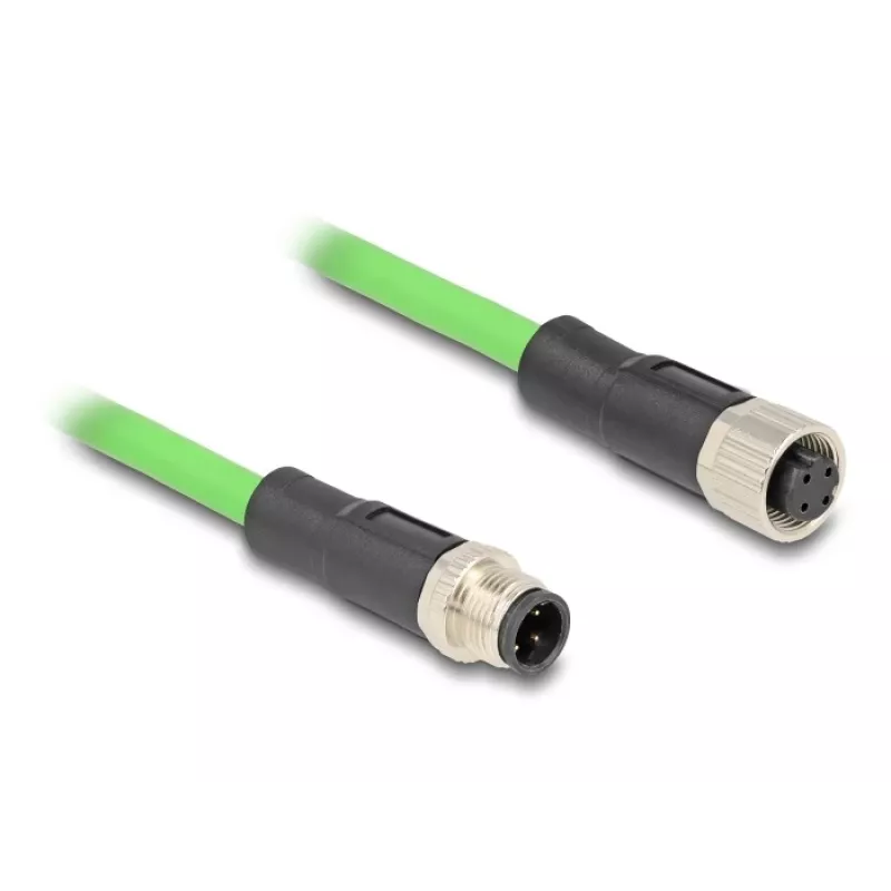 Netwerkkabel DeLOCK M12 kabel D-gecodeerd 4-polig stekker naar bus PUR (TPU) 1 m