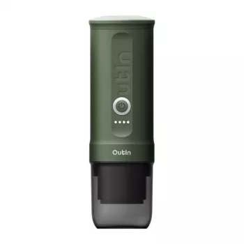 Koffiemachine OUTIN Outin Nano zwart, groen — koffiepoeder, 20 bar, 7500 mAh batterij, 0,67 kg
