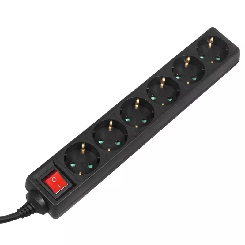 Stekkerdoos MACLEAN MCE195G 6-voudig, 5 m kabel, zwart