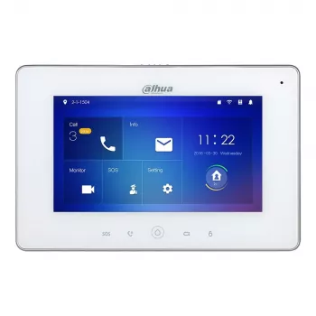 Intercom-accessoire DAHUA VTH5221DW-S2 – 7 inch 1024x600 display, Wi‑Fi 802.11b/g/n, 10/100 Mbit/s LAN, 7 W, wit