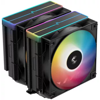 Luchtkoeler DeepCool AG620 BK ARGB V2 — 120 mm dubbele ventilator, 6 heatpipes, LGA 1700/AM4/AM5-ondersteuning, zwart