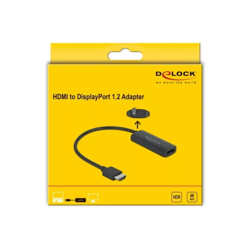 Adapter HDMI-A stekker naar DisplayPort bus 4K 60 Hz DeLOCK 63206