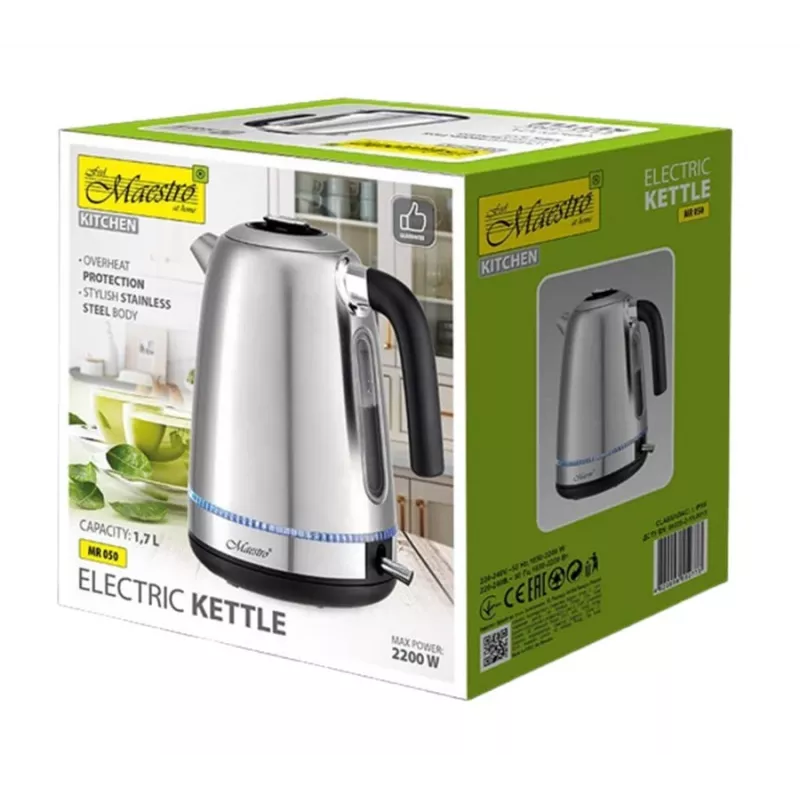 Maestro MR-050 waterkoker met verlichting, zilver 1,7 L