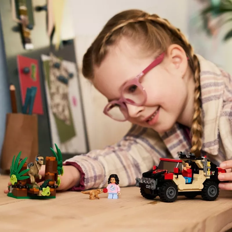 Bouwset LEGO Jurassic World 76972 Raptor Off-Road Escape, 285 onderdelen, 2 minifiguren, leeftijd 6+