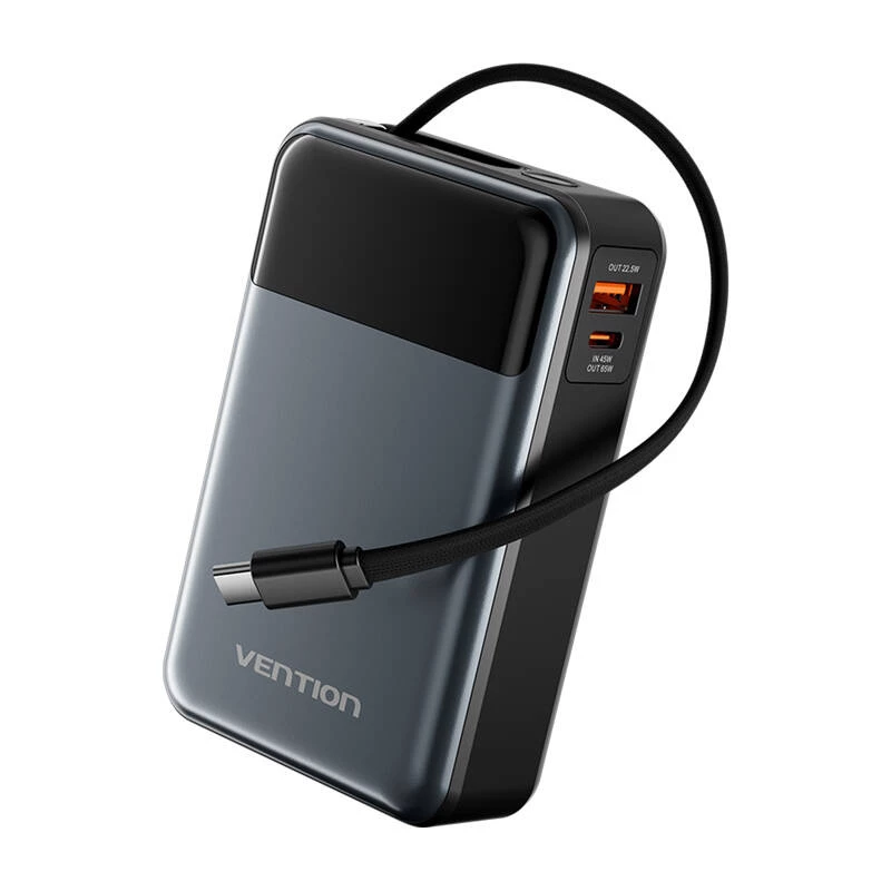 Draagbare powerbank Vention FHYB0 20000mAh 65W, 2× USB-C, 1× USB-A, zwart