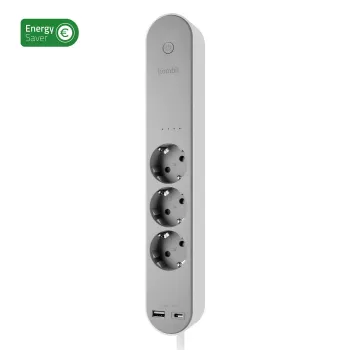 Hombli HBPO-0108 stekkerdoos — 3× Type E stopcontacten, 230V 16A, binnen, wit/grijs
