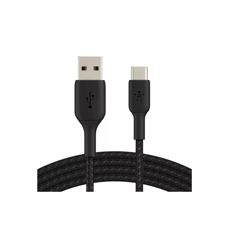 Gevlochten USB-C naar USB-A kabel 3m zwart