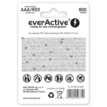 Oplaadbare batterij everActive EVHRL03-800 AAA NiMH 1,2 V, cilindrisch, 4-pack