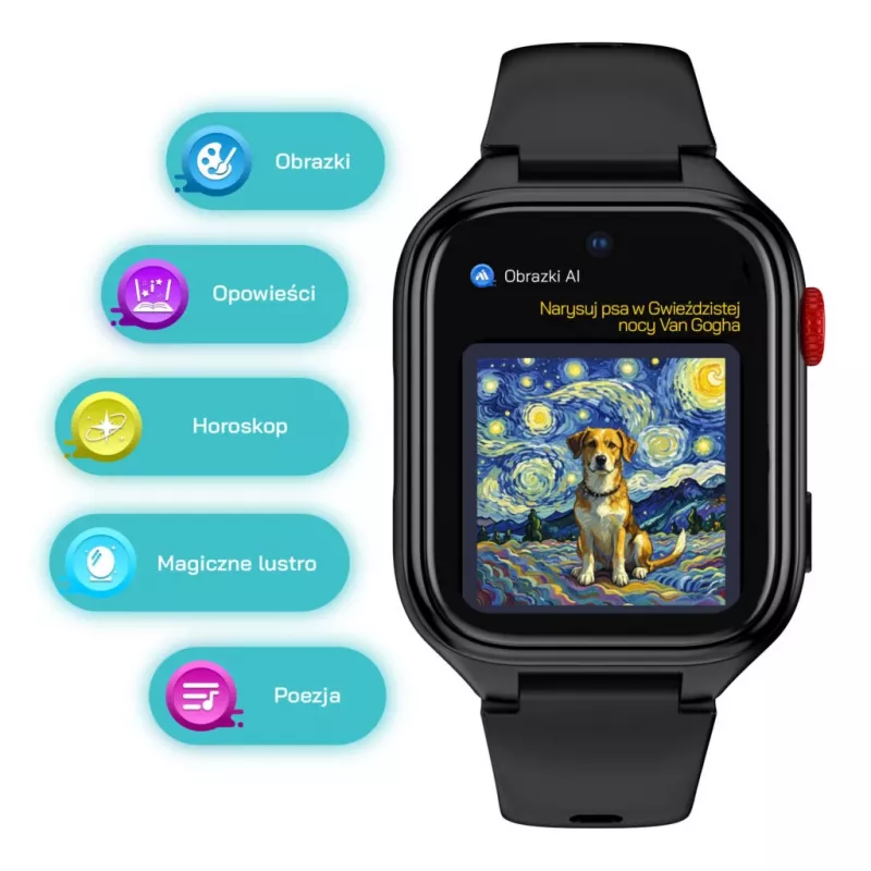 Smartwatch Stelio ST-SWJ102-BK Junior Pro AI 4G zwart – kinderwearable met 4G-connectiviteit