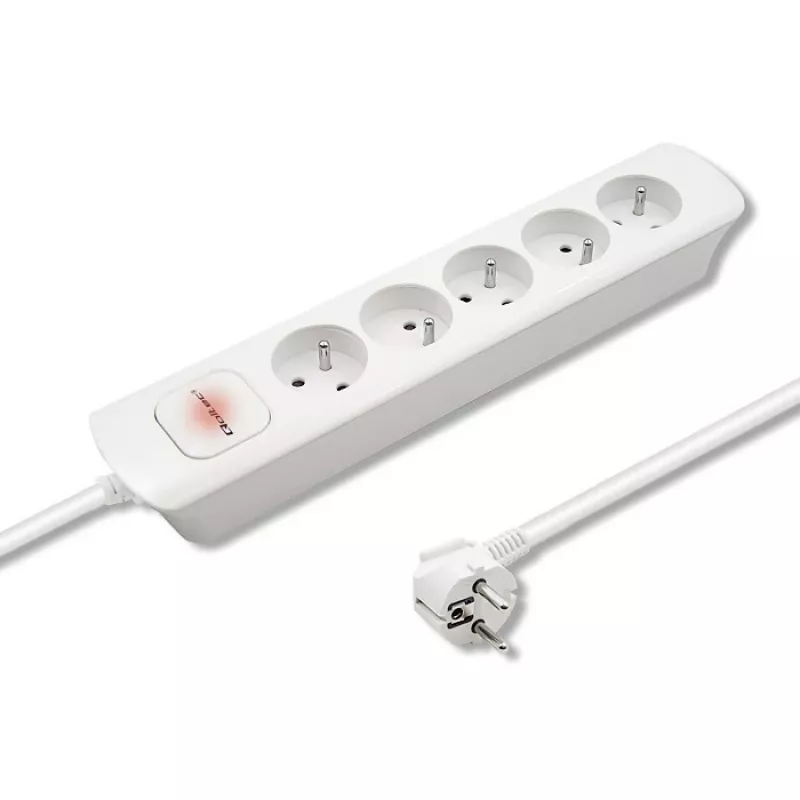 Verlengsnoer Qoltec 50276 1,8 m 5 stopcontacten binnen wit