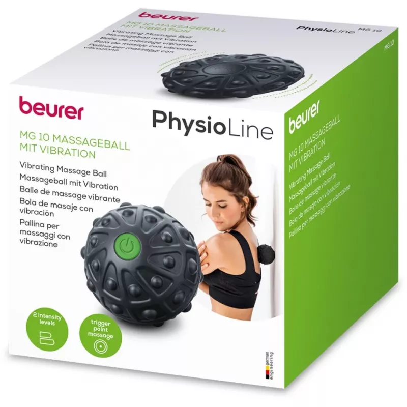 Massagebal Beurer MG 10 — vibrerende massagebal, Ø 75 mm, universeel gebruik, zwart/groen