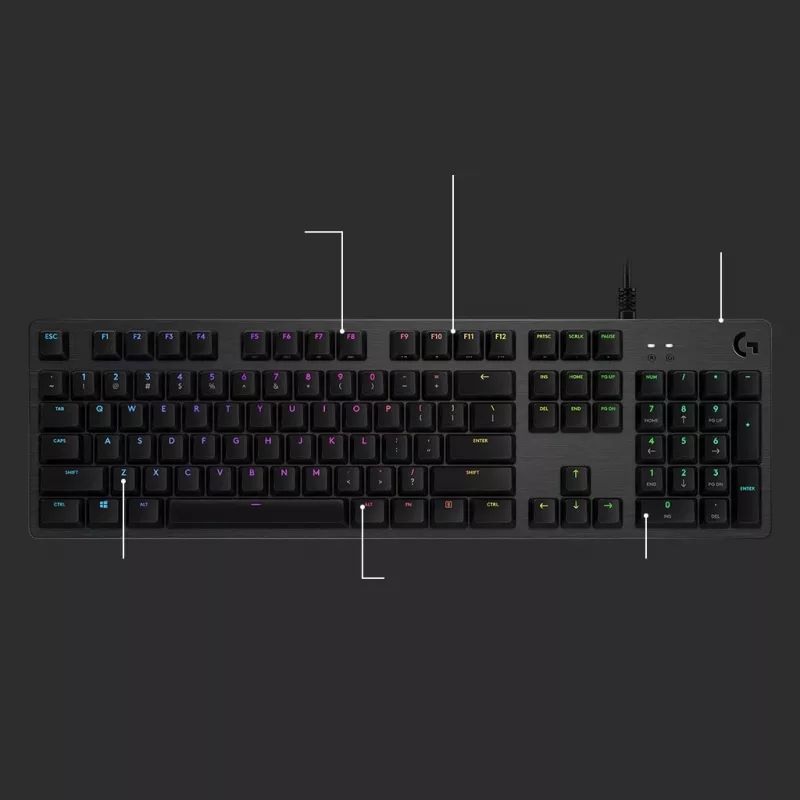 Logitech G512 gaming-toetsenbord, zwart, bedraad, Zwitserse layout, 920-009347