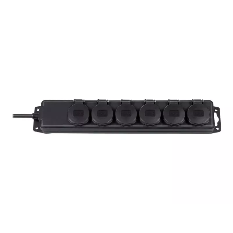 Stekkerdoos IP44 6-voudig zwart 2m H07RN-F 3G1,5 (1159970)