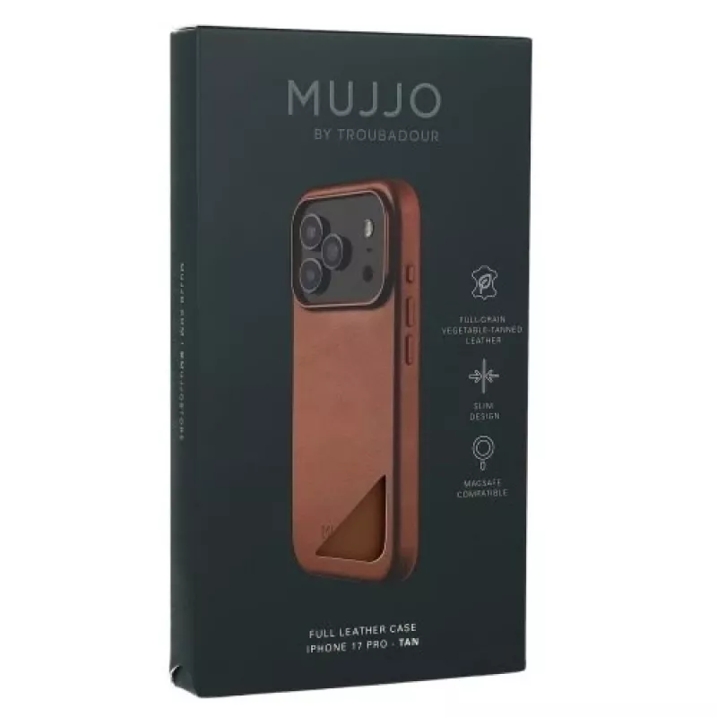 Mujjo Full Leather Case MagSafe hoes voor iPhone 17 Pro bruin