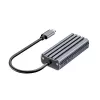 USB-C-naar-RJ45-adapter Unitek U1343AGY01 — 5 Gbit/s Ethernet, USB-C (stekker) naar RJ45 (bus), grijs, 0,15 m kabel