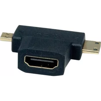 VALUE HDMI-adapter met Ethernet - HDMI vrouwelijk naar mini HDMI, micro HDMI mannelijk