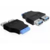 Delock adapter USB 3.0 pin header socket > 2 x USB 3.0 socket - naast elkaar (65324)