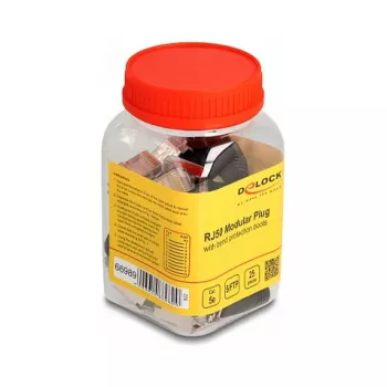 DeLOCK RJ50 modulaire stekker Cat.5e 25 stuks set stekker zwart zilver