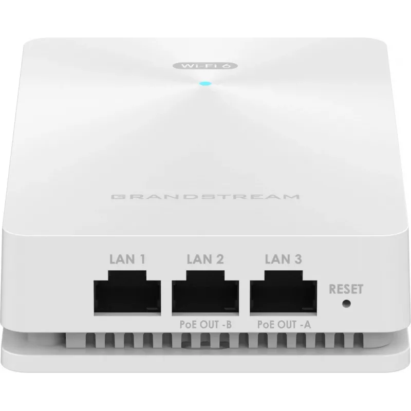 Grandstream GWN7661E inbouw Wi-Fi 6 access point voor wandmontage, AX3000, dualband 2,4/5 GHz, 3 Gbps, MU-MIMO, PoE/PoE+, Gigabit-poorten, 256 clients