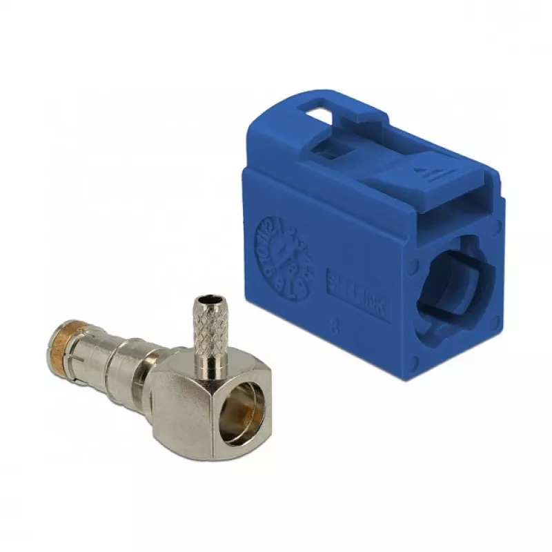 DeLOCK 89715 FAKRA C-busconnector 90° voor krimpen, signaalblauw
