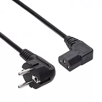 AKYGA AK-PC-12A haakse netkabel CEE 7/7 naar IEC C13, 3 m, zwart
