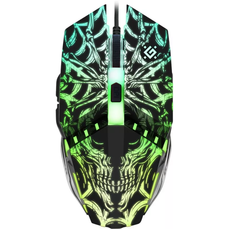 Defender PROTOTYPE GM-670L gamingmuis, optisch, 2400 DPI, bedraad USB, ambidextrous, verlicht, zwart